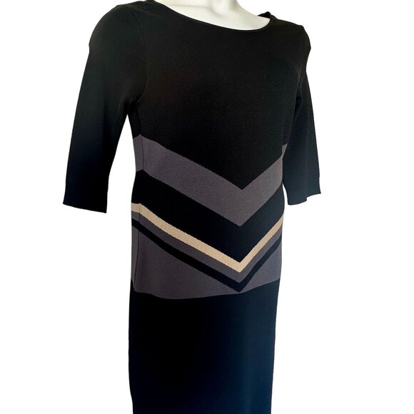 Waggon Paris Black & Gray Chevron Pattern Plus Size Sweater Dress 14 / XL NWT - Picture 5 of 12